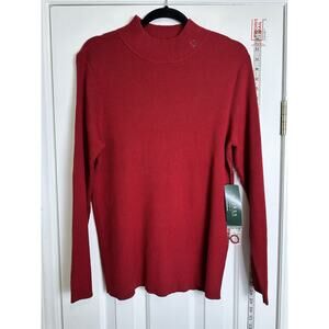 Lauren Ralph Lauren Mock Neck Ribbed Knit Red Logo Sweater Women’s Plus Size 2x